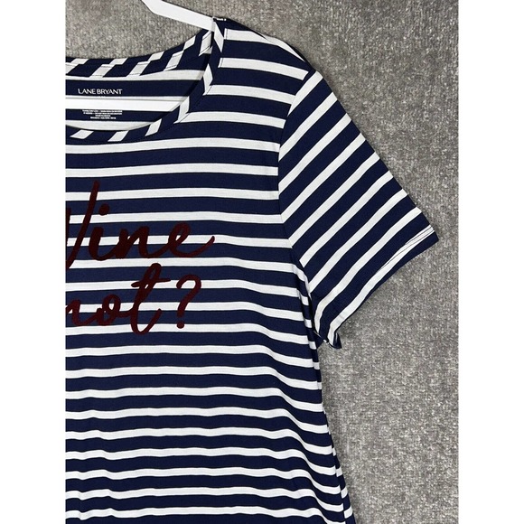 Lane Bryant Striped WINE NOT Tunic Top Womens Size 18/20 Blue White Short Sleeve - Picture 4 of 14